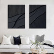 Black Minimalist Textured Wall Art Set of 2 #MT013