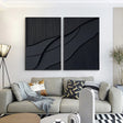 Black Minimalist Textured Wall Art Set of 2 #MT013