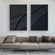 Black Minimalist Textured Wall Art Set of 2 #MT013