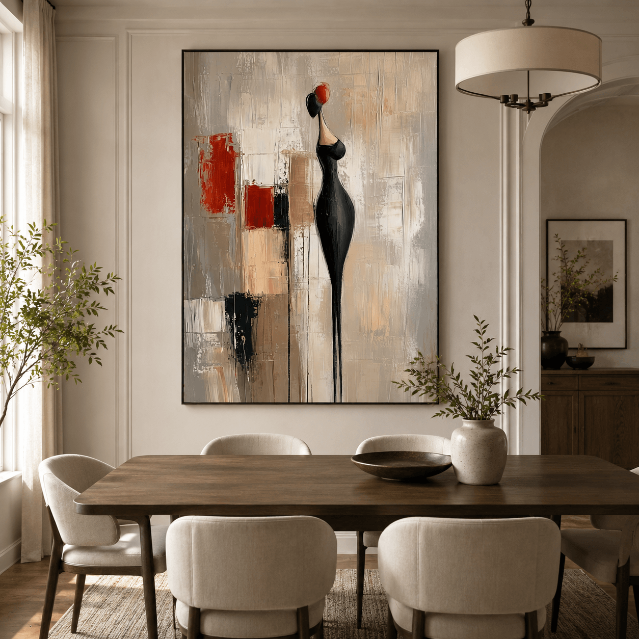 Textured Abstract Silhouette | Bold Red