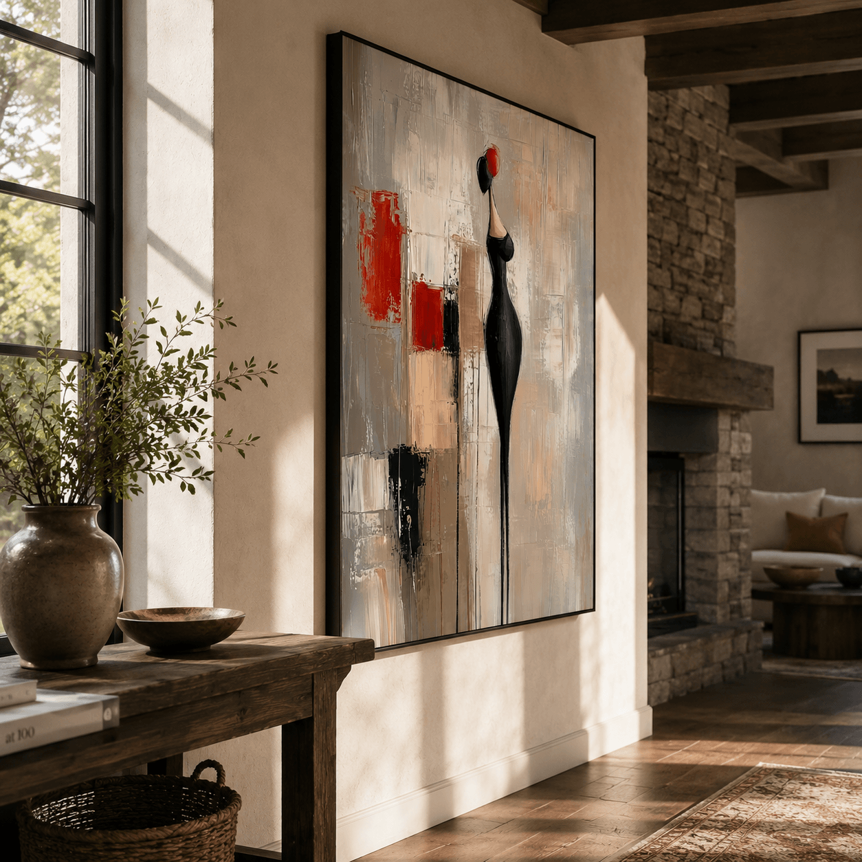 Textured Abstract Silhouette | Bold Red