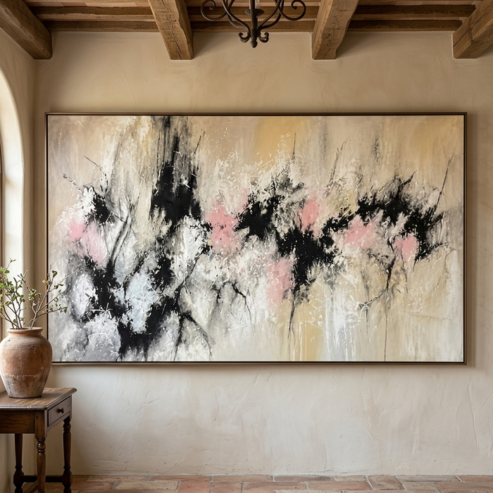 Blush & Onyx Whisper | Soft Petal Drift