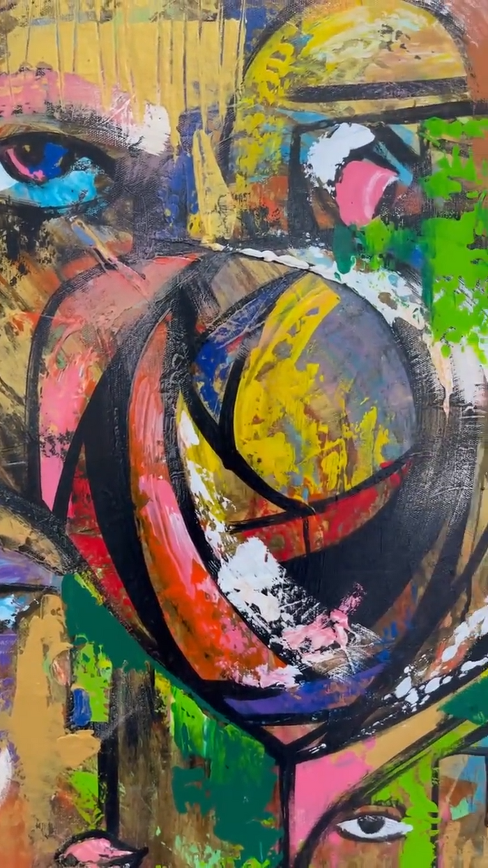 Textured Abstract Faces | Heart Accents